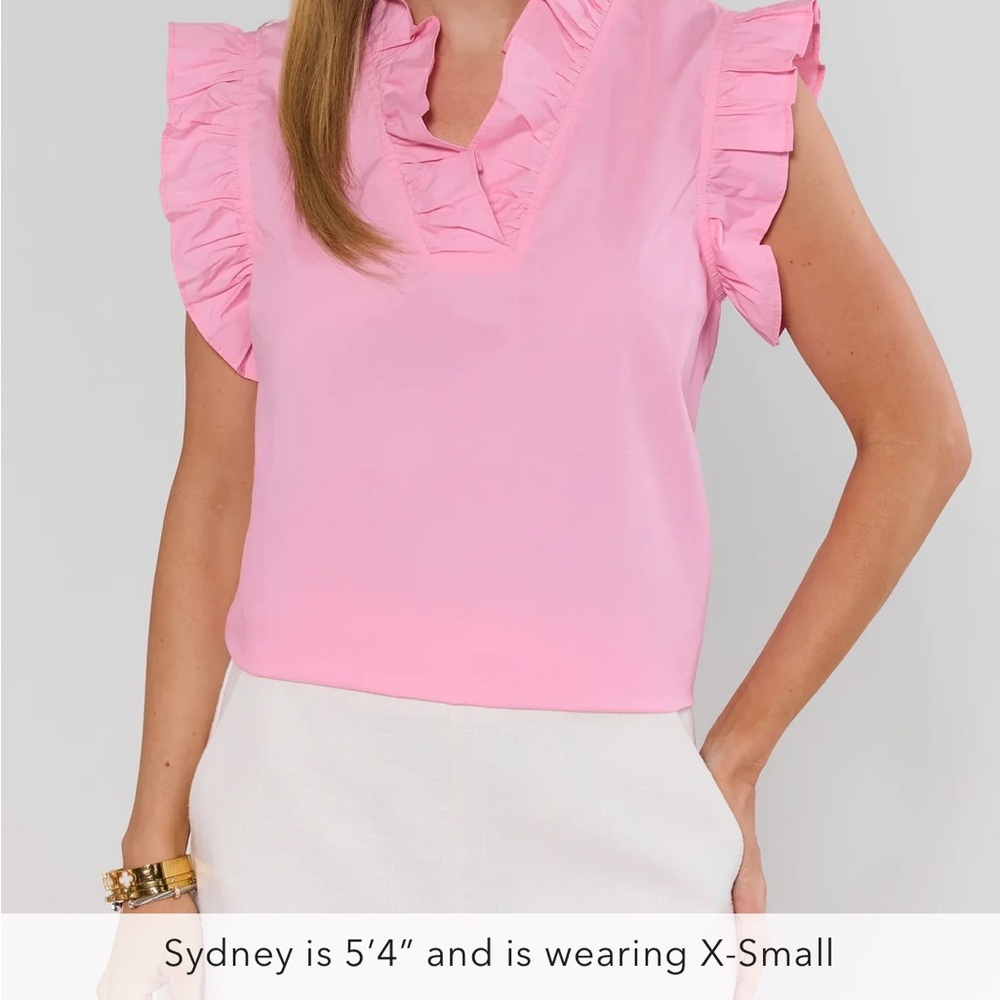 Ruffle-Trim Sleeveless Blouse - Pink